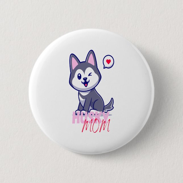 Husky Hund Mamma Cute Kawaii Puppy Knapp (Framsida)