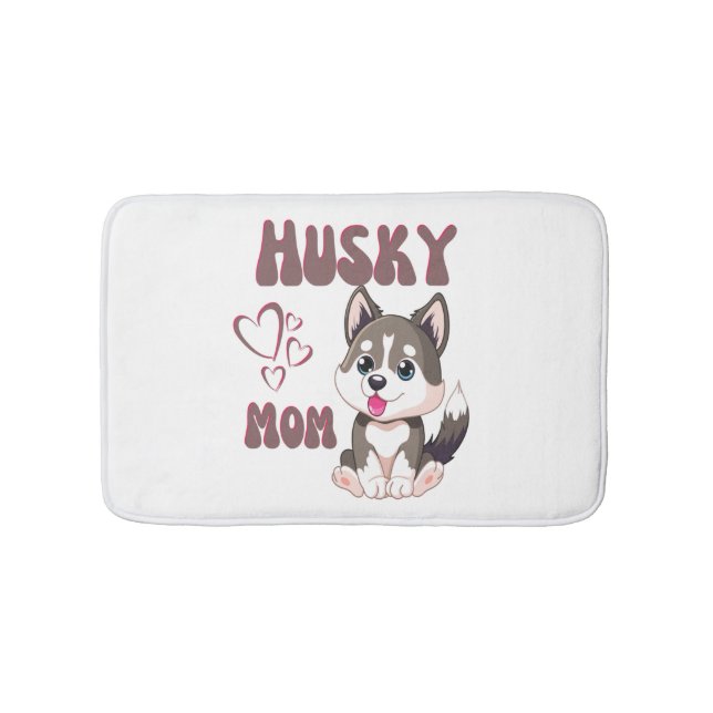 Husky Hund Mamma Kawaii Puppy Cute Funny design Badrumsmatta (Framsidan)