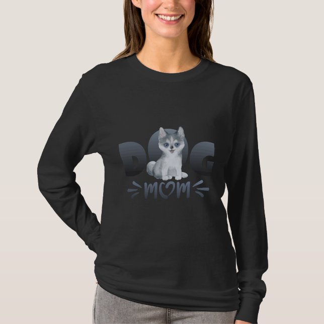 Husky Hund Mamma T Shirt (Framsida)