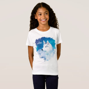 Husky hund med berg och norra ljus t shirt
