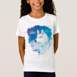 Husky hund med berg och norra ljus t shirt