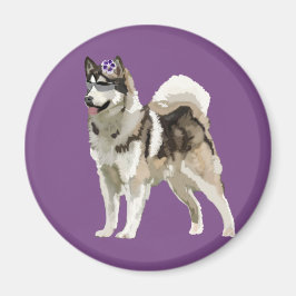 Husky hund med blomfoto magnet