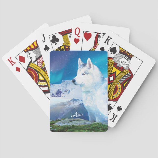Husky hund med klassiska bergskort casinokort (Baksidan)