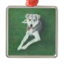 Husky Hund Metall Ornament