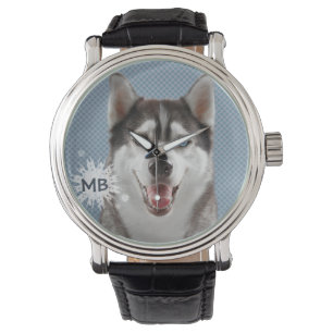 Husky Hund Monogram-foto Armbandsur