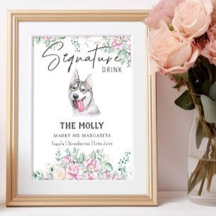 Husky Hund Namnteckning Drink-tecken Poster