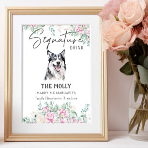 Husky Hund Namnteckning Drink-tecken Poster