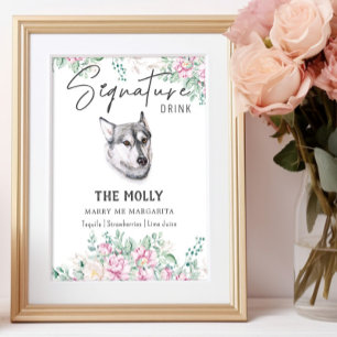 Husky Hund Namnteckning Drink-tecken Poster