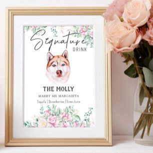 Husky Hund Namnteckning Drink-tecken Poster