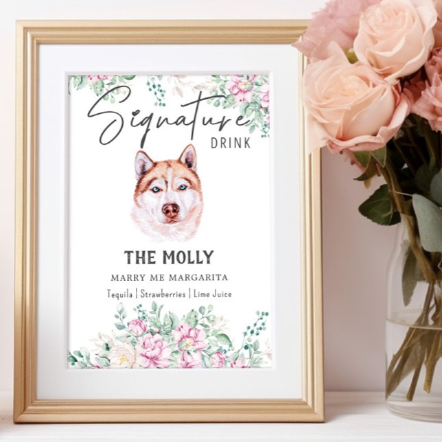 Husky Hund Namnteckning Drink-tecken Poster (Skapare uppladdad)