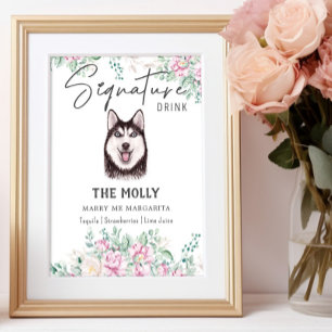 Husky Hund Namnteckning Drink-tecken Poster