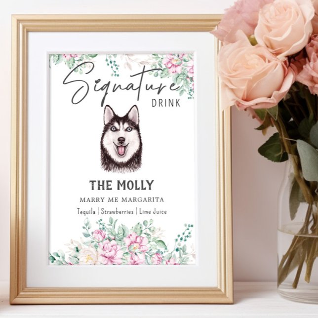 Husky Hund Namnteckning Drink-tecken Poster (Skapare uppladdad)