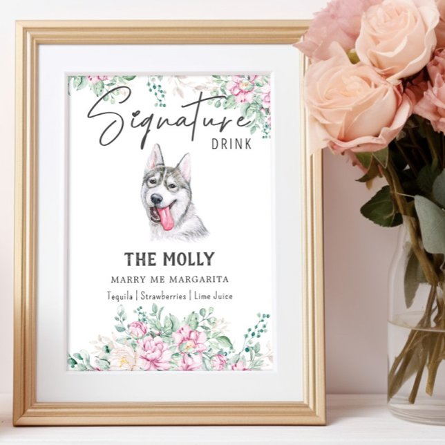 Husky Hund Namnteckning Drink-tecken Poster (Skapare uppladdad)