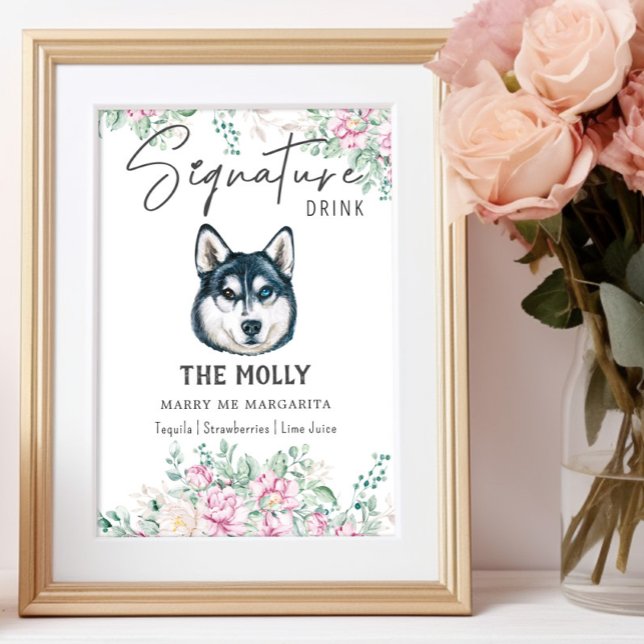 Husky Hund Namnteckning Drink-tecken Poster (Skapare uppladdad)