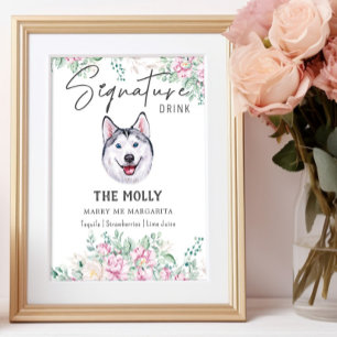 Husky Hund Namnteckning Drink-tecken Poster