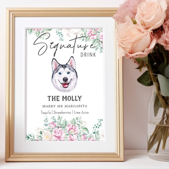 Husky Hund Namnteckning Drink-tecken Poster (Skapare uppladdad)