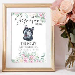 Husky Hund Namnteckning Drink-tecken Poster