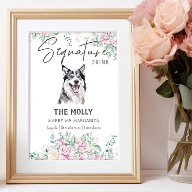 Husky Hund Namnteckning Drink-tecken Poster (Skapare uppladdad)