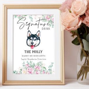 Husky Hund Namnteckning Drink-tecken Poster