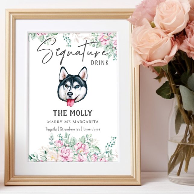 Husky Hund Namnteckning Drink-tecken Poster (Skapare uppladdad)
