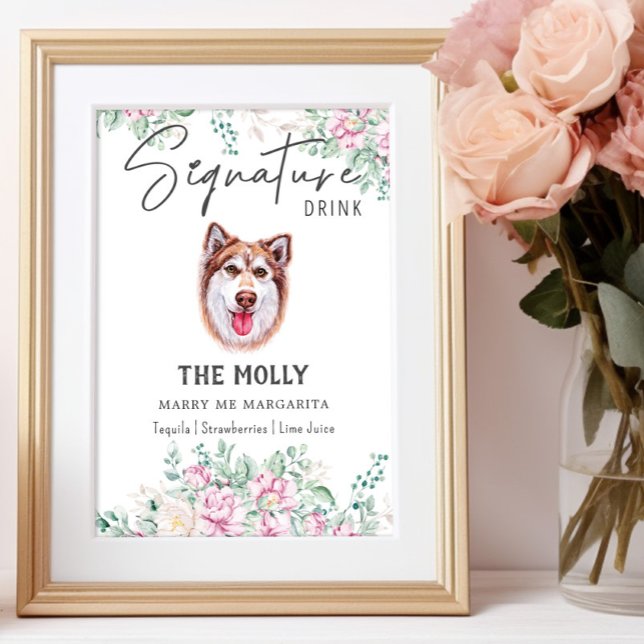 Husky Hund Namnteckning Drink-tecken Poster (Skapare uppladdad)