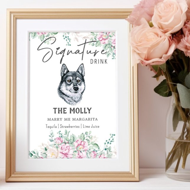 Husky Hund Namnteckning Drink-tecken Poster (Skapare uppladdad)