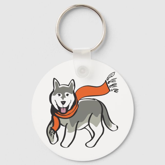 Husky Hund Nyckelring (Framsida)