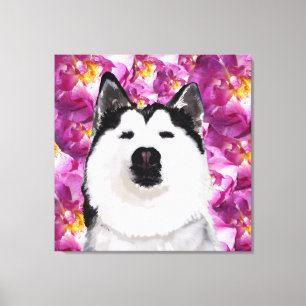Husky Hund och Ro Single Wall Art Canvastryck