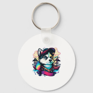 Husky Hund Pirat Nyckelring
