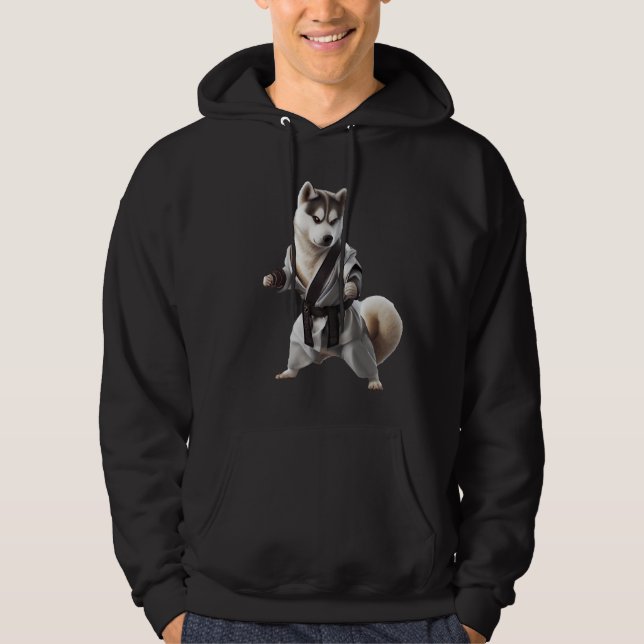 Husky Hund Play Karate, Karate Champion Husky Hund Hoodie (Framsida)