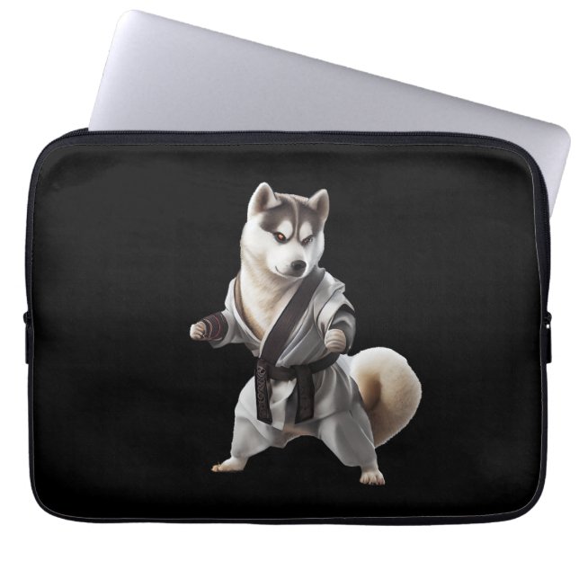 Husky Hund Play Karate, Karate Champion Husky Hund Laptop Fodral (Framsidan)