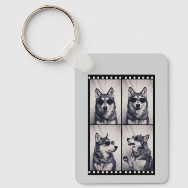 Husky Hund Porträtt Nyckelring (Framsida)