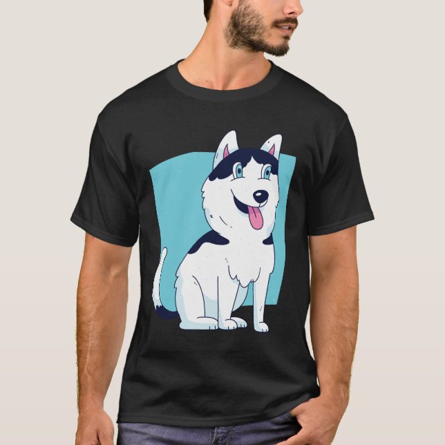Husky Hund Puppy T Shirt (Framsida)