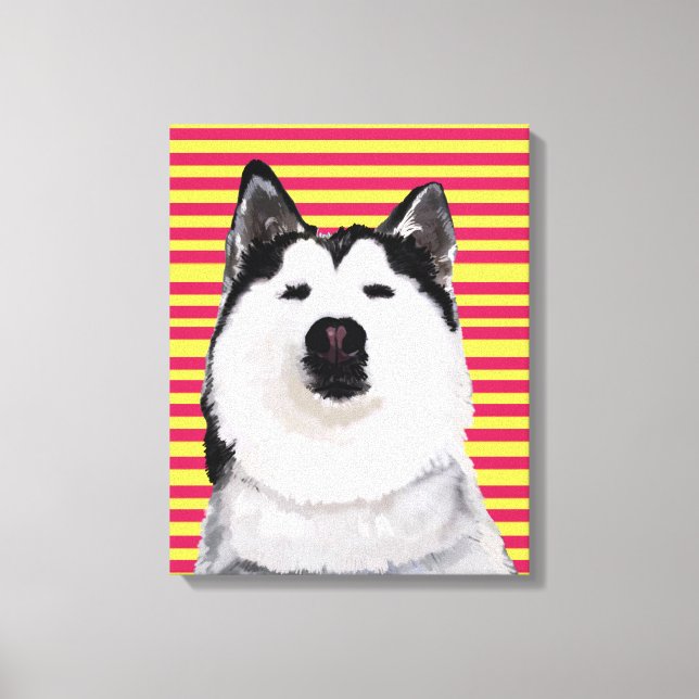 Husky Hund Rand Single Wall Art Canvastryck (Framsida)