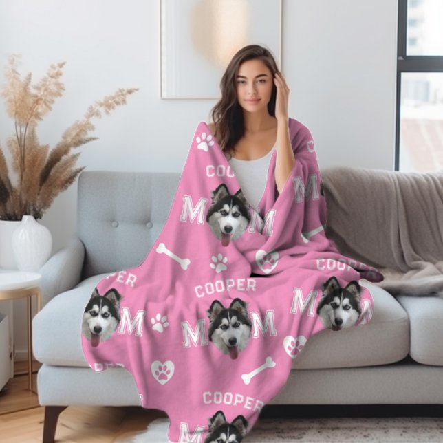 Husky Hund, Rosa Personlig Namn Repeat Fleecefilt (Skapare uppladdad)