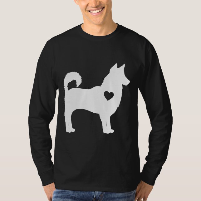 Husky Hund Silhouette Kärlek Heart T Shirt (Framsida)