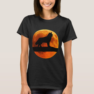 Husky Hund Silhouette Måne Siberian husky T Shirt