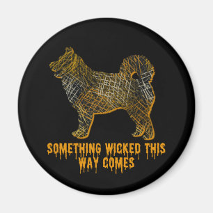 Husky Hund Siluett Kul Halloween Magnet