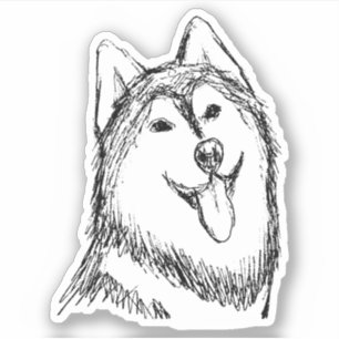 Husky Hund Sketch Klistermärken