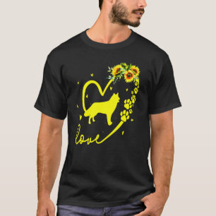 Husky Hund Solros Heart T Shirt