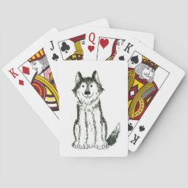 Husky hund som leker kort casinokort