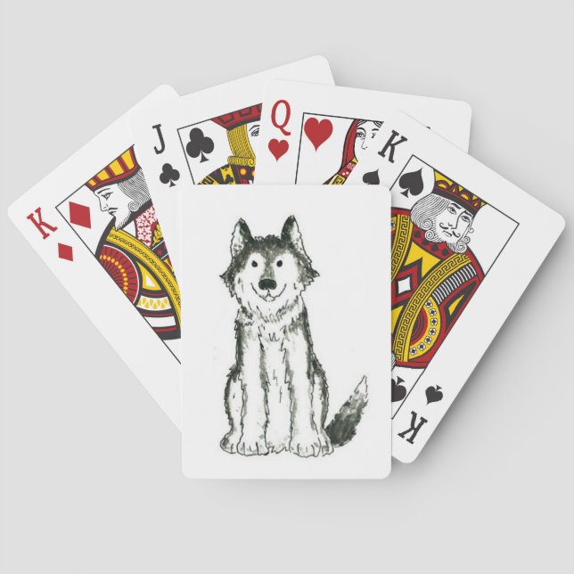 Husky hund som leker kort casinokort (Baksidan)