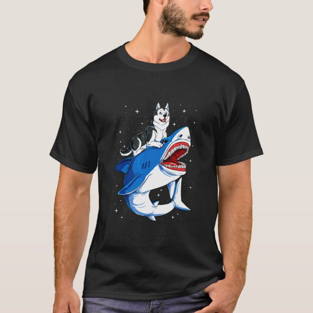 Husky Hund Space Galaxy T Shirt (Framsida)