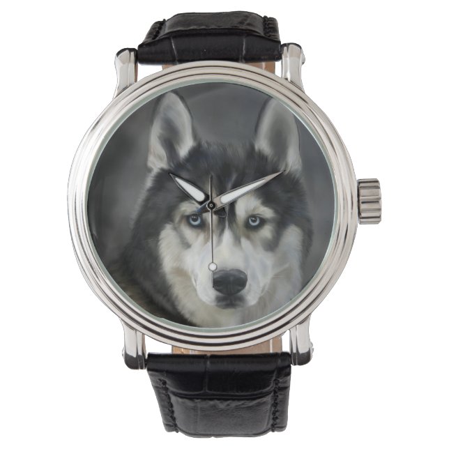 Husky Hund Stor Hund Djur Husdjur Armbandsur (Framsida)