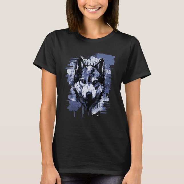 Husky Hund T Shirt (Framsida)