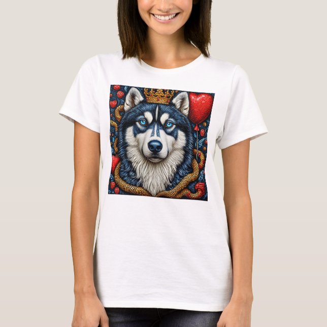 Husky hund t shirt (Framsida)