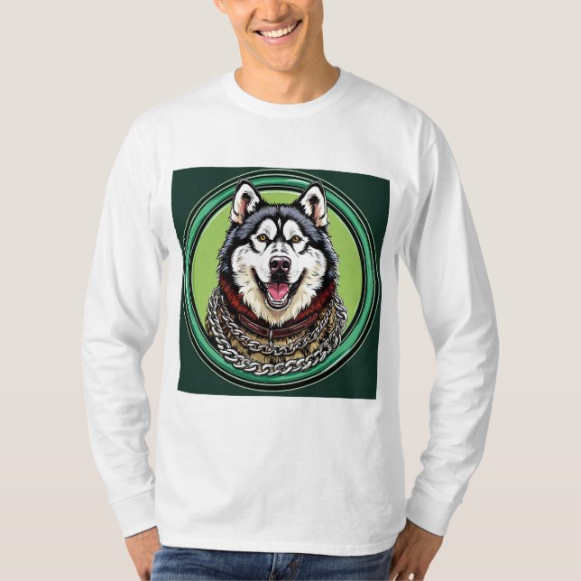 Husky hund t shirt (Framsida)