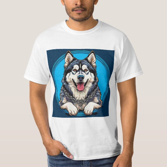 Husky hund t shirt (Framsida)