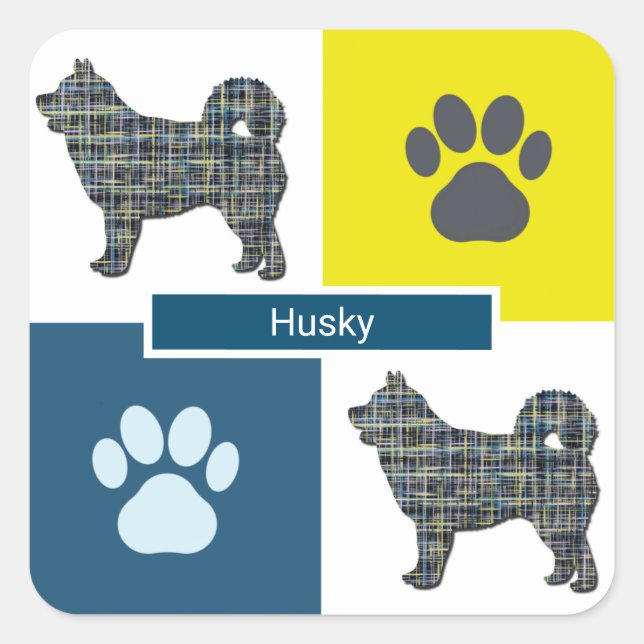 Husky Hund & Tass Y&B-rutnätstreck - etikett (Framsida)