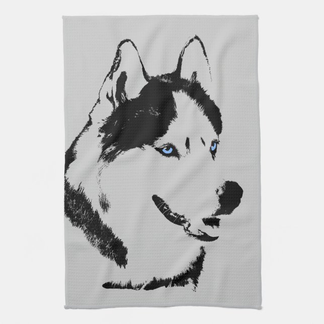 Husky Hund Towel Husky/Malamute Hund Tea Towel Kökshandduk (Vertikal)